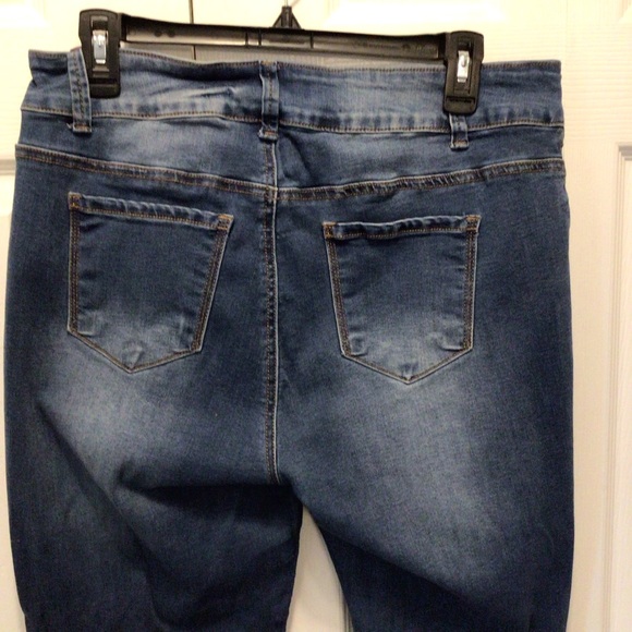 Sandpiper Womens Medium Wash Distressed Patched High Rise Skinny Jeans Size 14 - Picture 4 of 11